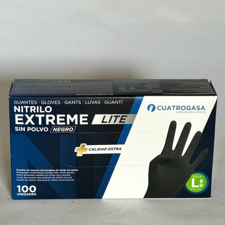 GUANTE NITRILO EXTREME LITE NEGRO 5.0G 100UD L